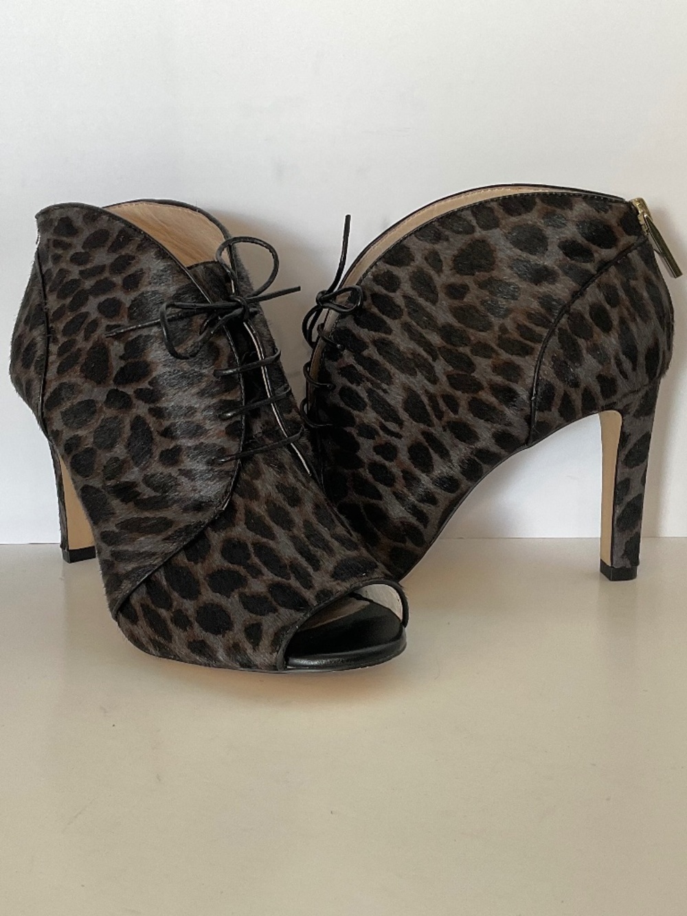 LOUISE ET CIE Veronica Cow Hair Fur Leopard Print Heels Black Grey Brown Size 8 - Picture 7 of 11